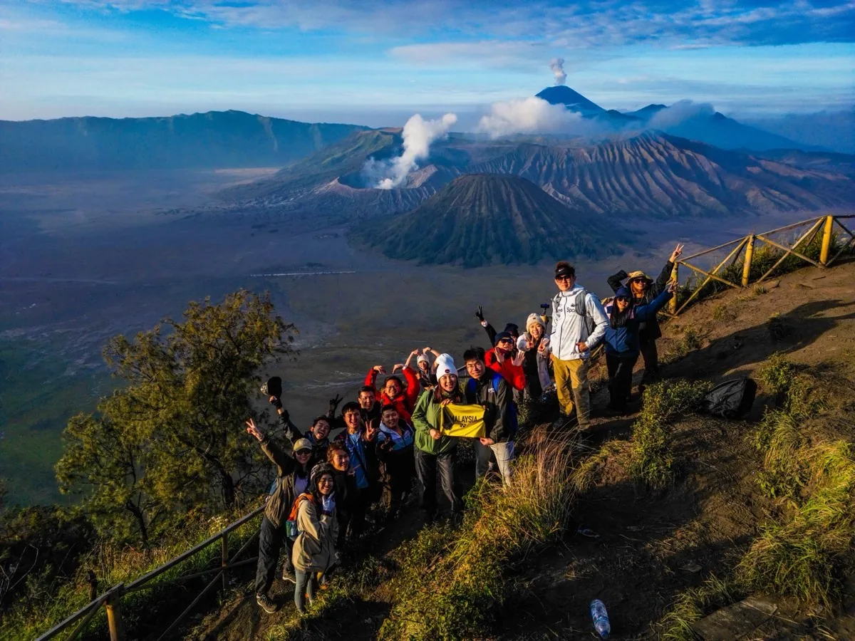 Mount Bromo volcanic crater sunrise, East Java Indonesia — drone footage by Kay Du