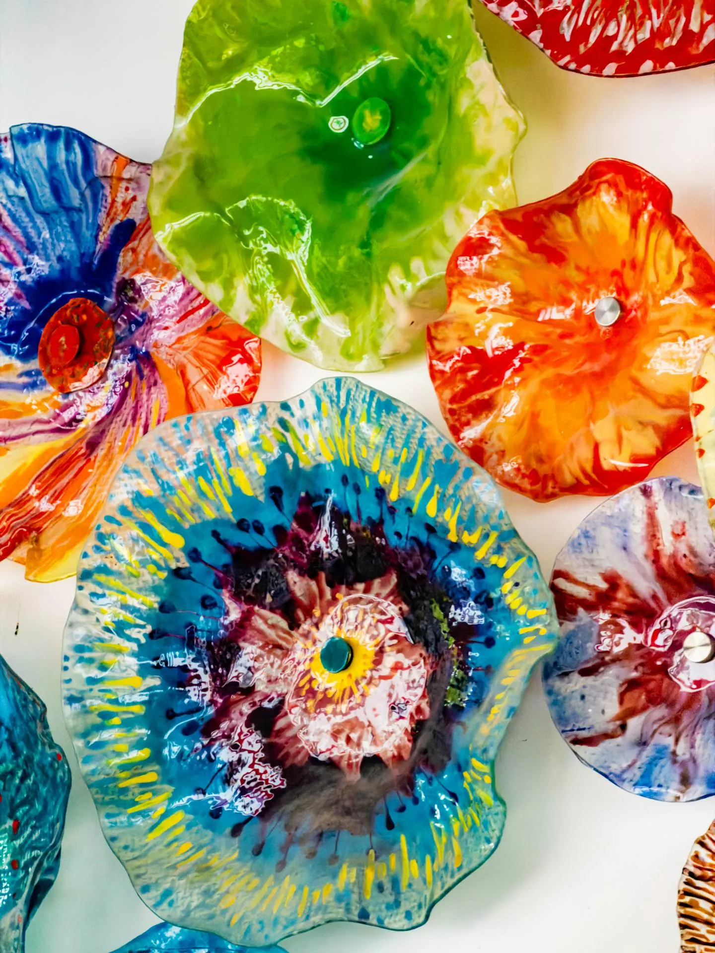 Colourful hand-painted batik and craft plates at Langkawi Craft Complex