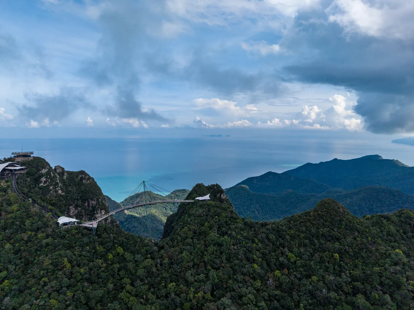 Aerial of the curved Langkawi SkyBridge