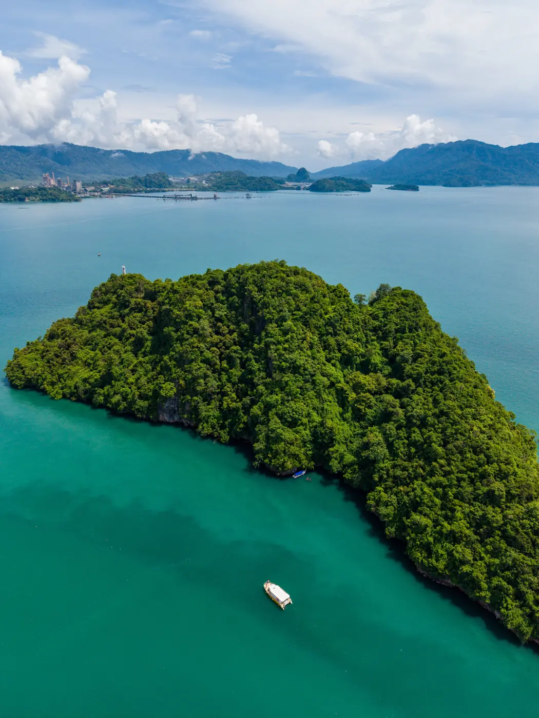 Aerial of mangrove islands on the Kubang Badak BioGeoTrail