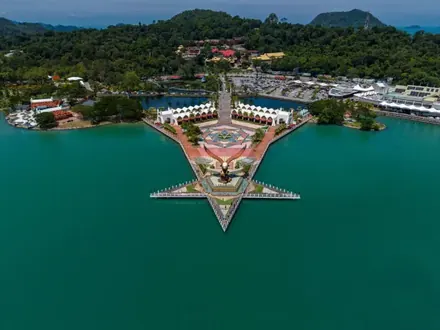Aerial view of Eagle Square and the jetty in Langkawi